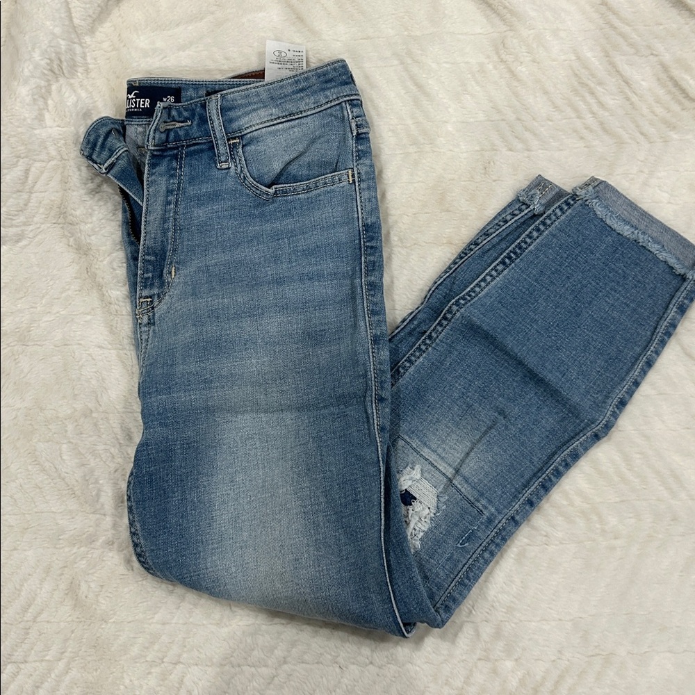 Hollister Light Wash Skinny Jeans with Knee Rips